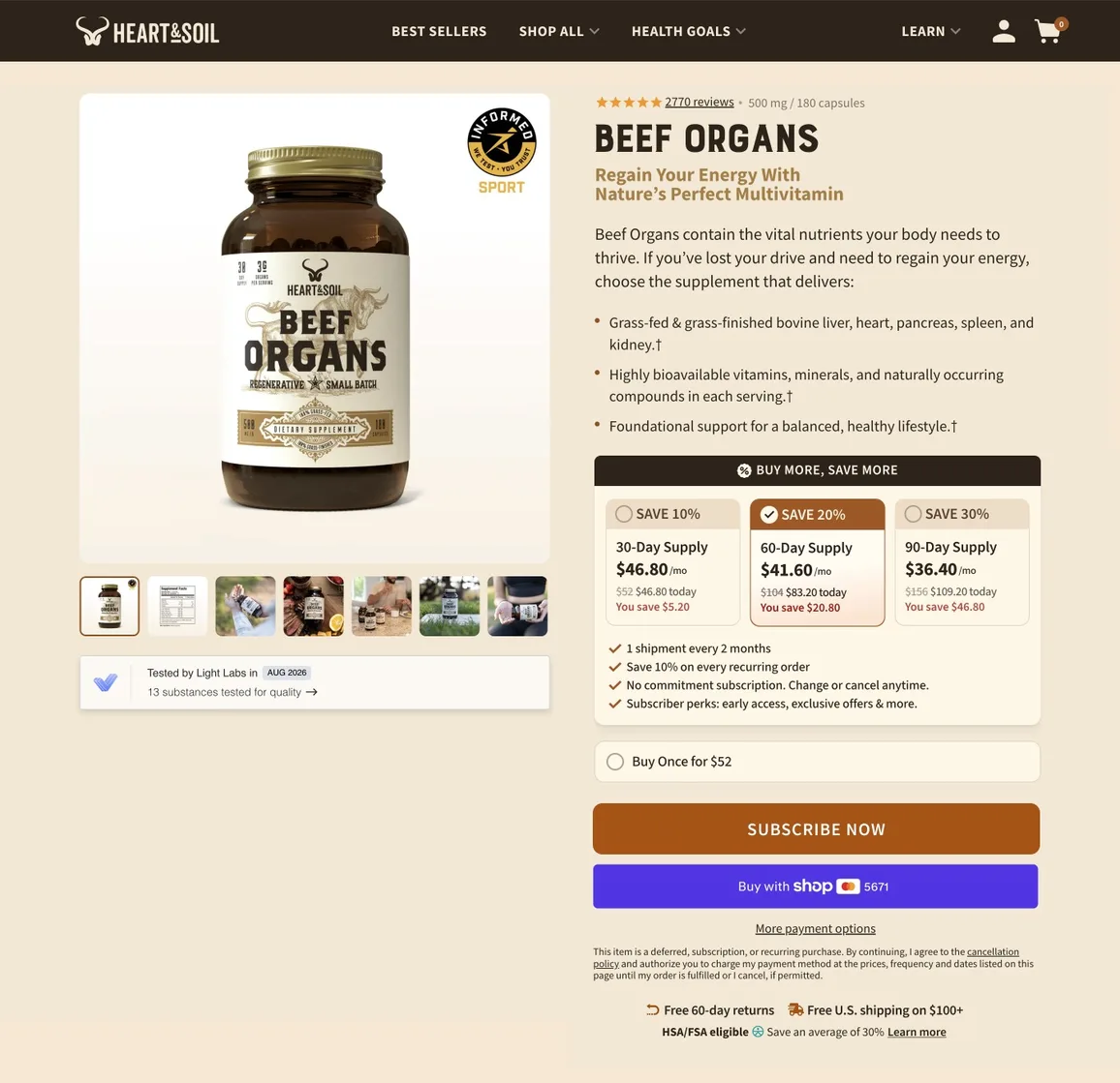 The new Heart & Soil buy box live on a product page