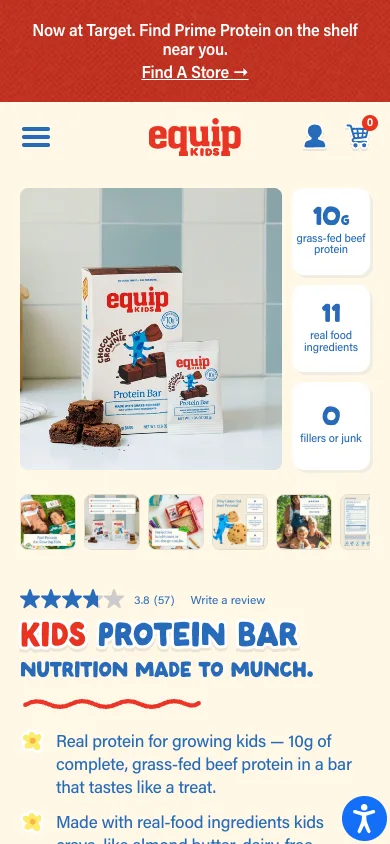 The Kids Protein Bar product page on a phone