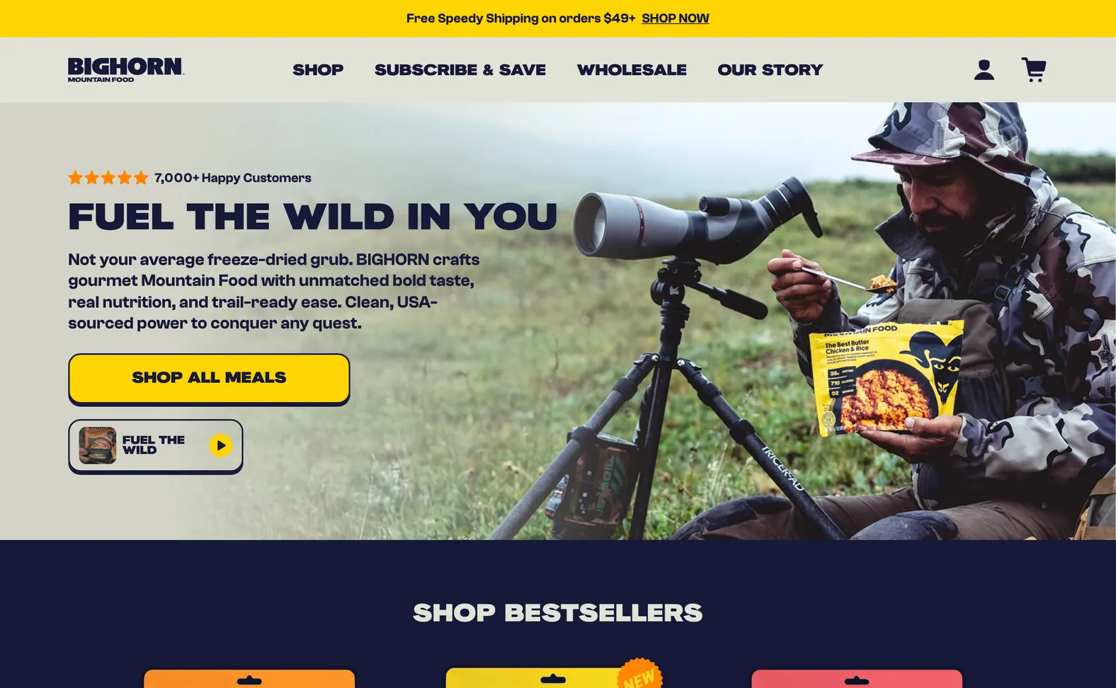 The live Bighorn home page on a laptop