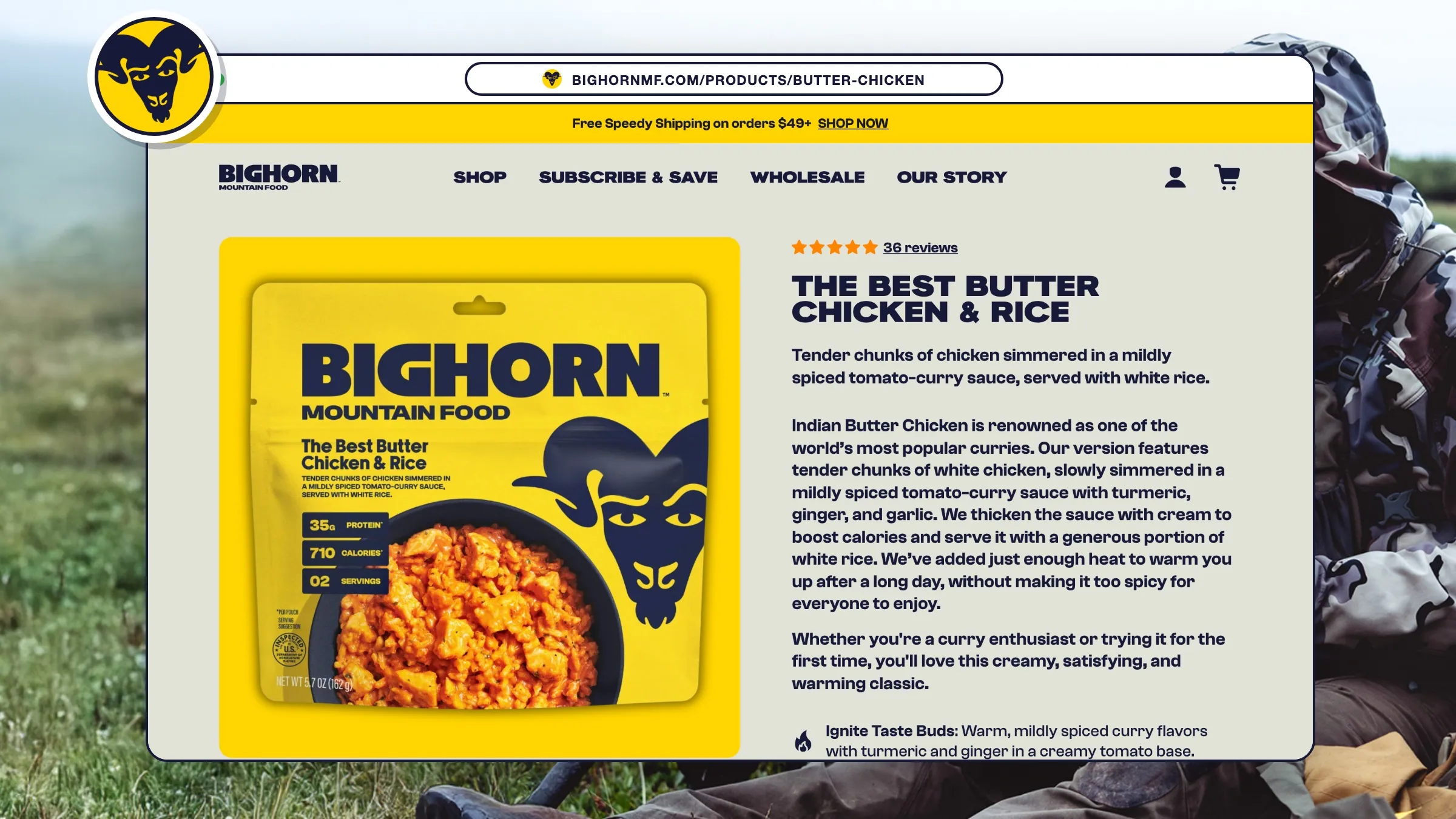 Bighorn Butter Chicken product page