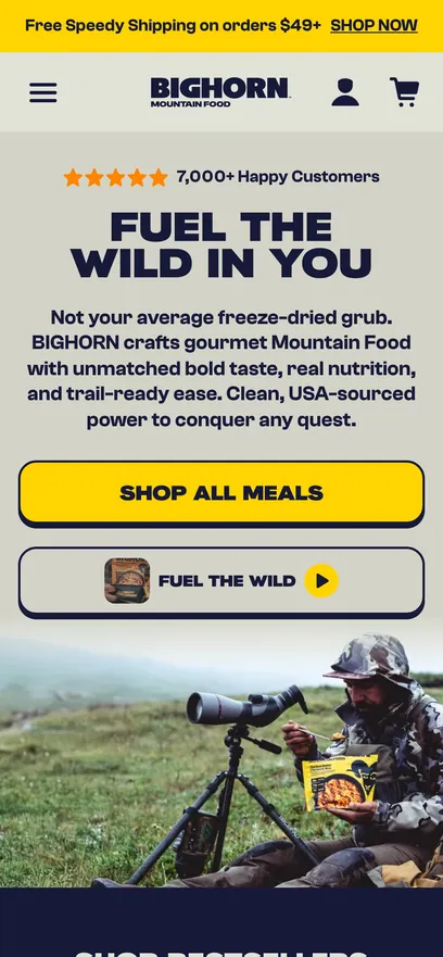 The live Bighorn home page on a phone