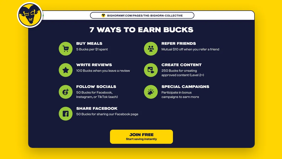 Seven ways to earn BIGHORN Bucks