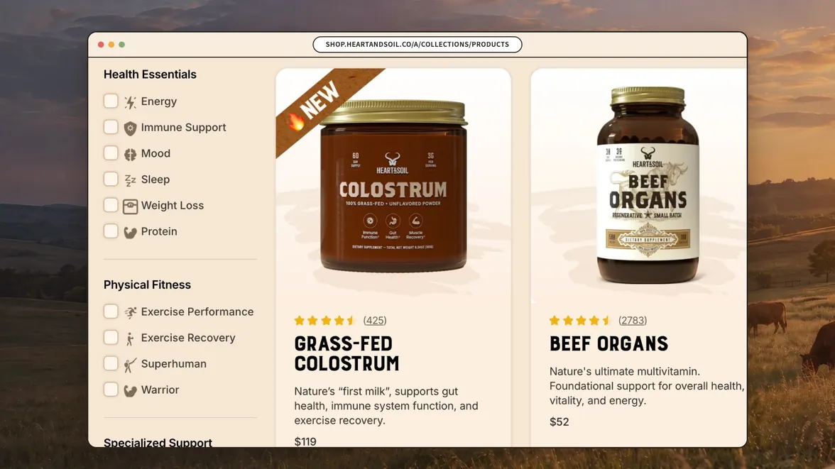 Shop All filters by health goal
