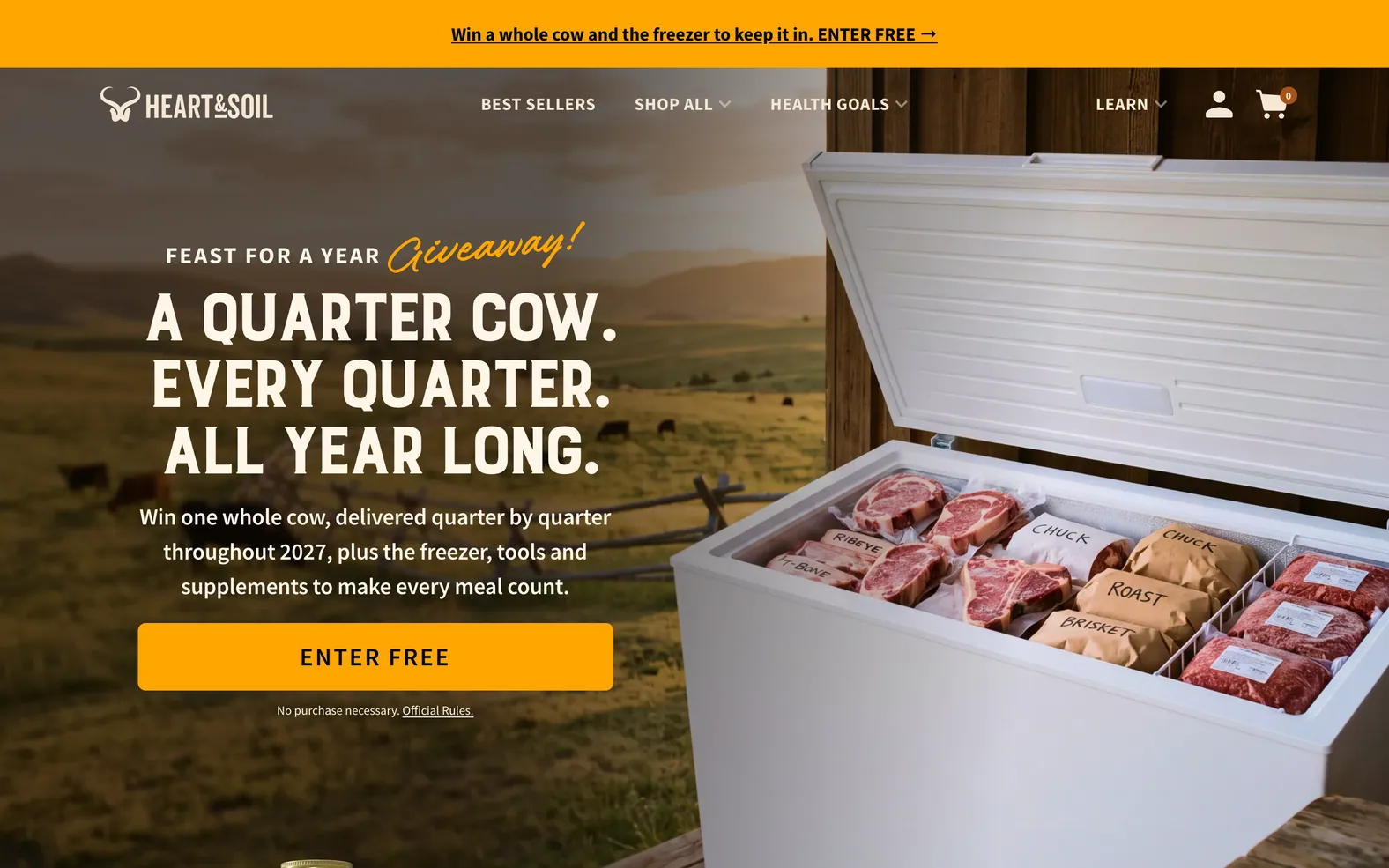 The live Heart & Soil home page on a laptop
