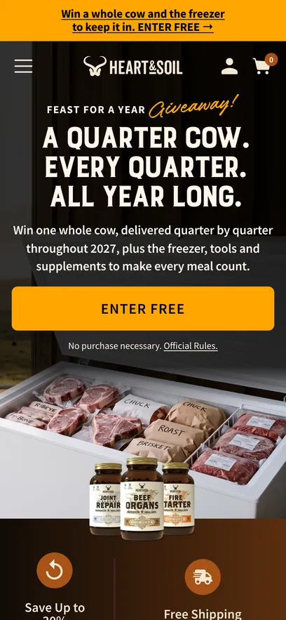 The live Heart & Soil home page on a phone