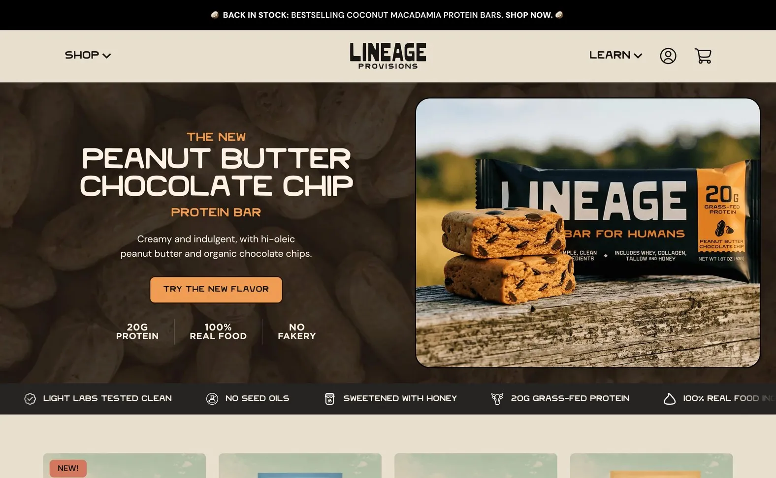 The live Lineage home page on a laptop